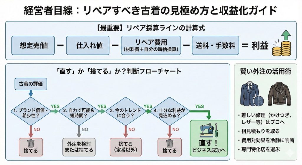 リペアすべき古着の見極め方と収益化ガイド