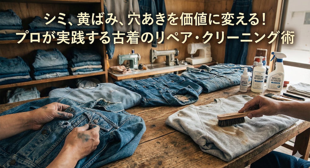 シミ、黄ばみ、穴あきを価値に変える！プロが実践する古着のリペア・クリーニング術
