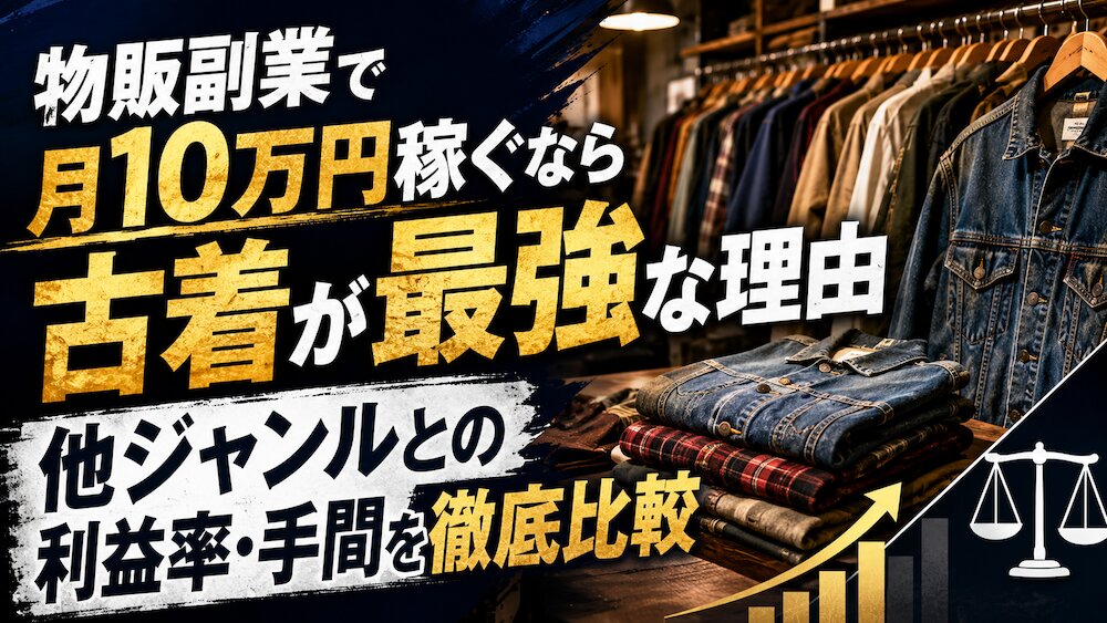 物販副業で月10万円稼ぐなら古着が最強な理由：他ジャンルとの利益率・手間を徹底比較