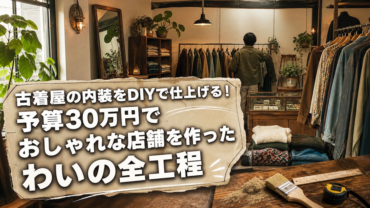 古着屋の内装をDIYで仕上げる！予算30万円でおしゃれな店舗を作ったわいの全工程