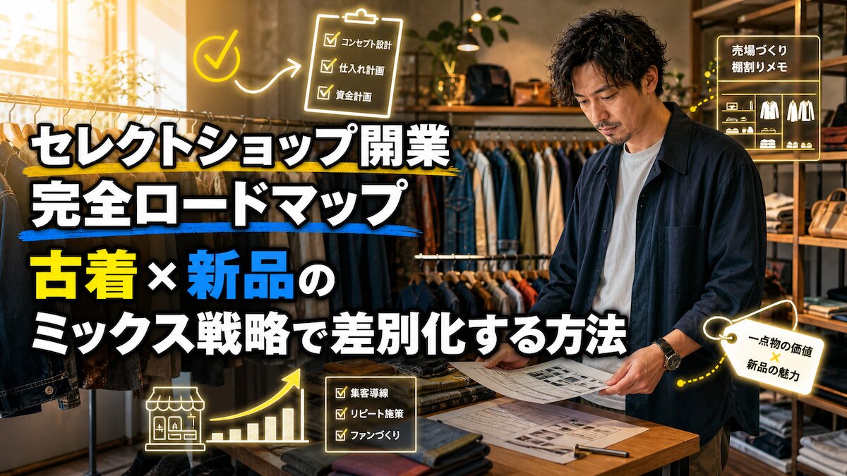 セレクトショップ開業完全ロードマップ：古着×新品のミックス戦略で差別化する方法